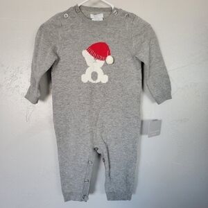 Tahari NWT Baby 3-6 Months Grey Long Sleeve One Piece Outfit Polar Bear Winter